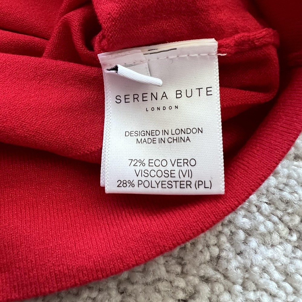 Serena Bute Fitted Cropped Cardigan Sweater Womens M Red Viscose Blend Knit - Picture 8 of 15
